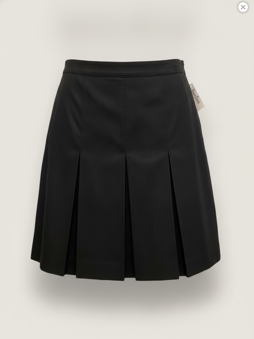 CHANEL 01C Black A-Line Pleated Skirt